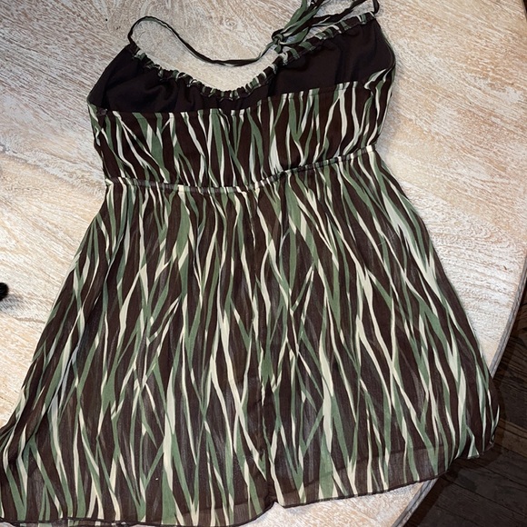 Vintage 90s Y2K sheer brown green dressy top size medium - Picture 4 of 5